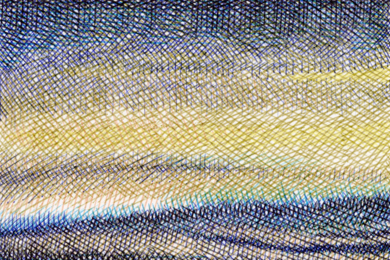Détail Crépuscule V, 2026 - Stylos a bille BIC sur papier - 20x20 cm - Inès de Chefdebien